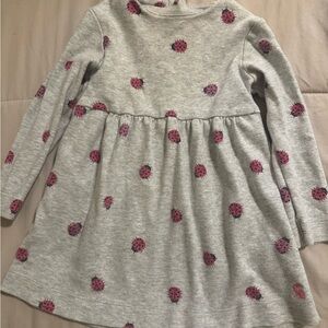 Joule Clothing Gray Knit Dress with Pink Ladybug Print